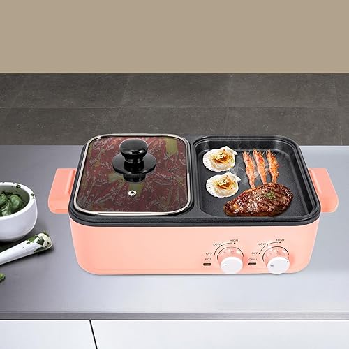 Miniatura 4 de Electric Hot Pot with Grill, 2-in-1 Indoor Electric Grill & Hot Pot Combo, Nonstick Pan For Boiling & Frying for Korean BBQ, Steaks, Shabu Shabu
