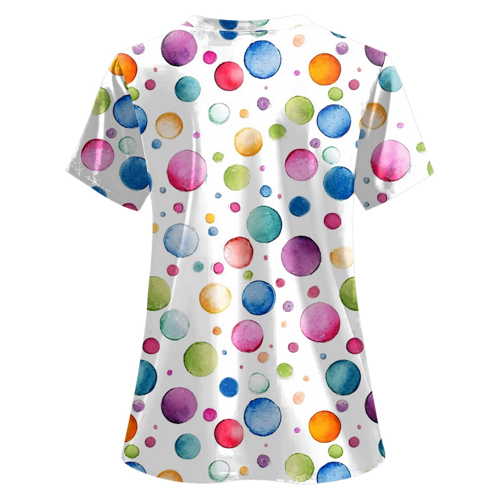 Women Scrub Tops Caregiver Uniform Butterfly Floral Heart Patter V Neck Short Sleeve Scrub Top Tunic Workwear - 4