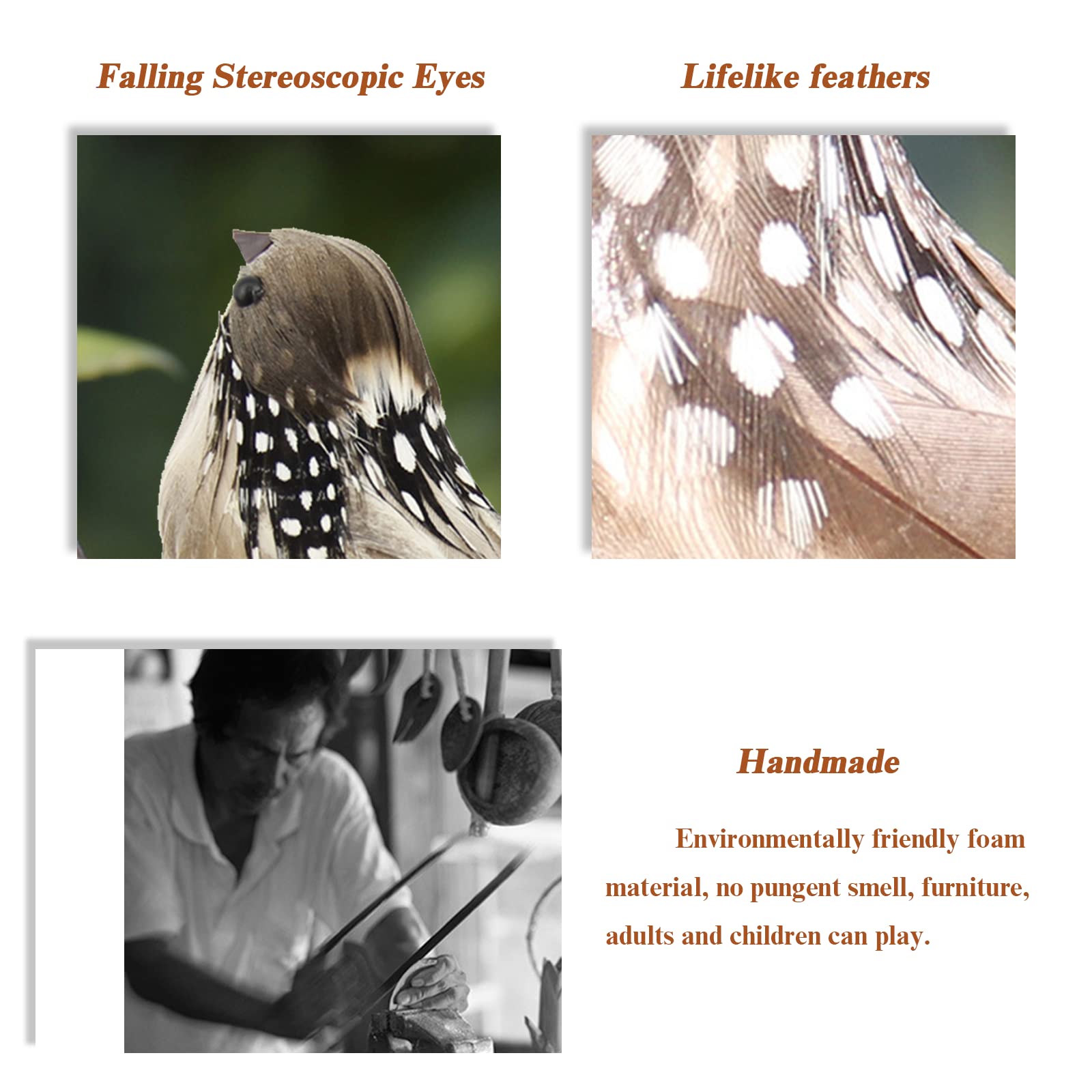 4 Pezzi Uccelli Artificiali In Schiuma - Decorazioni Con Clip Per Casa, Giardino E Feste - Foto 9