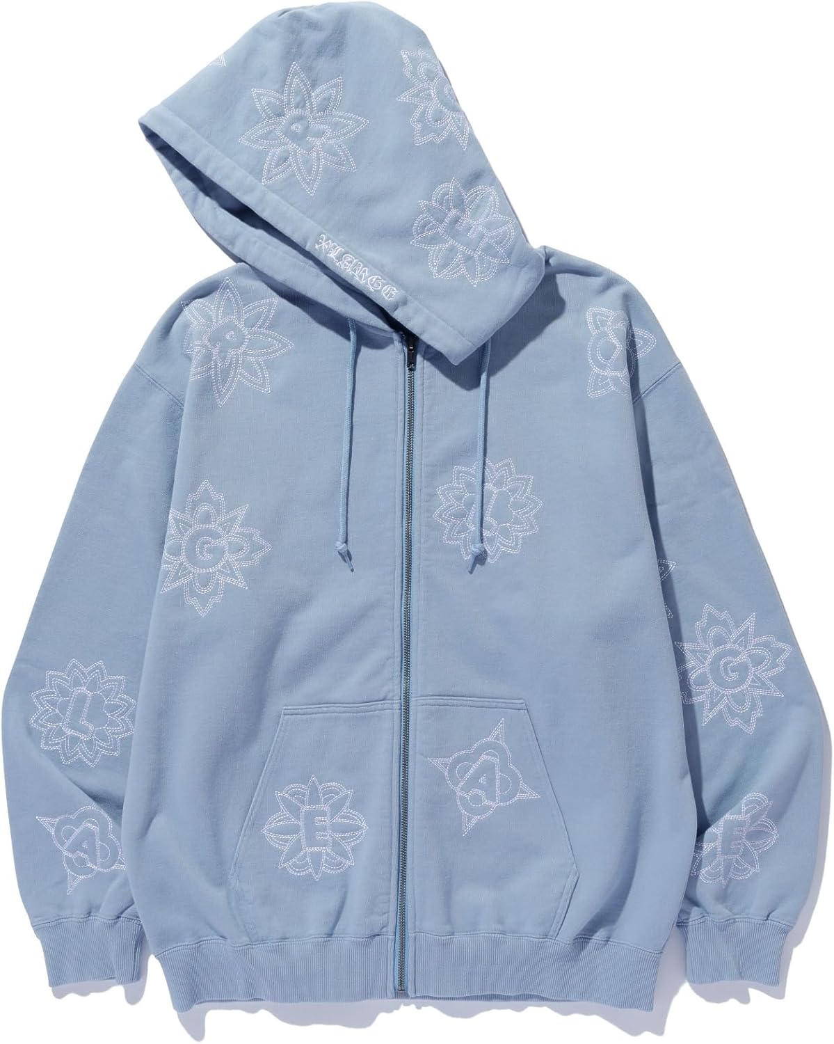 XLARGE フード付きトレーナーALLOVER EMBROIDERY ZIP UP HOODED SWEATSHIRTメンズ