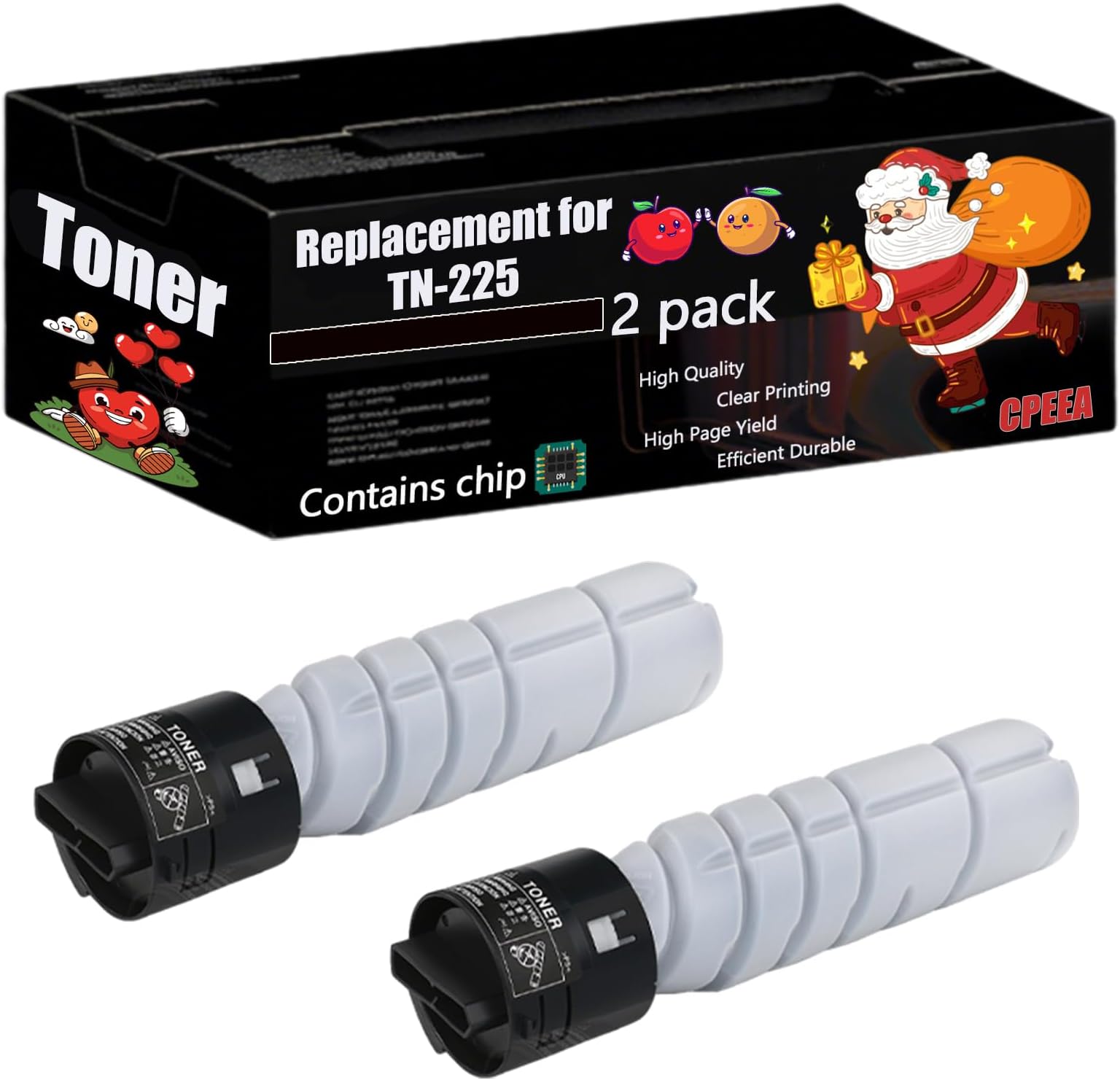 Compatible for Konica Minolta TN-225 Toner Cartridge Work for Konica Minolta bizhub 226i 246i 266i 306i Printers, with Chip, High Yield 12000 Pages, Clear Printing (2-Pack Black)