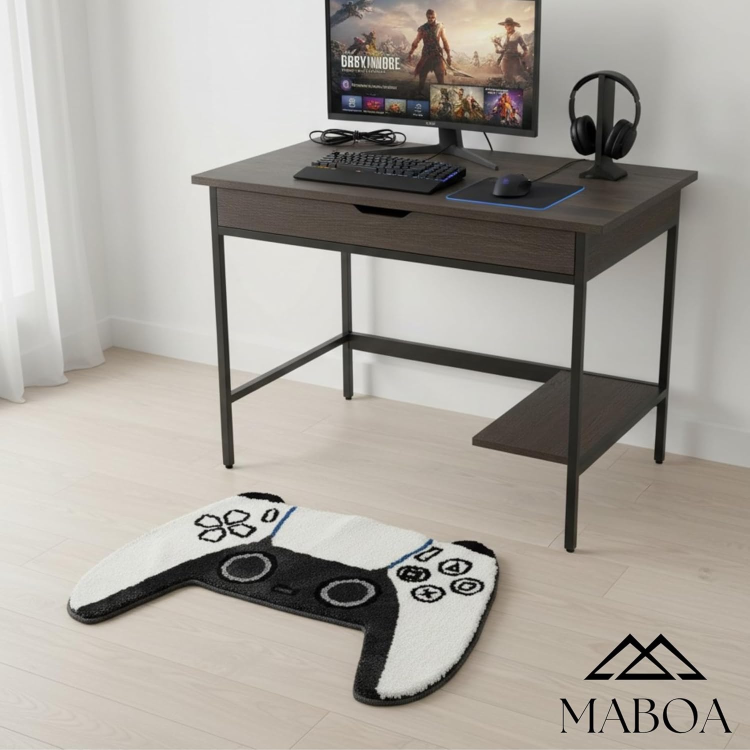 Game Controller Rug (40x28in) – Tufted Rug for Living Room, Hypebeast Decor Carp Design, Soft Unique Area Rug for Home, Fun Decor Accent Mats (White, 40in)