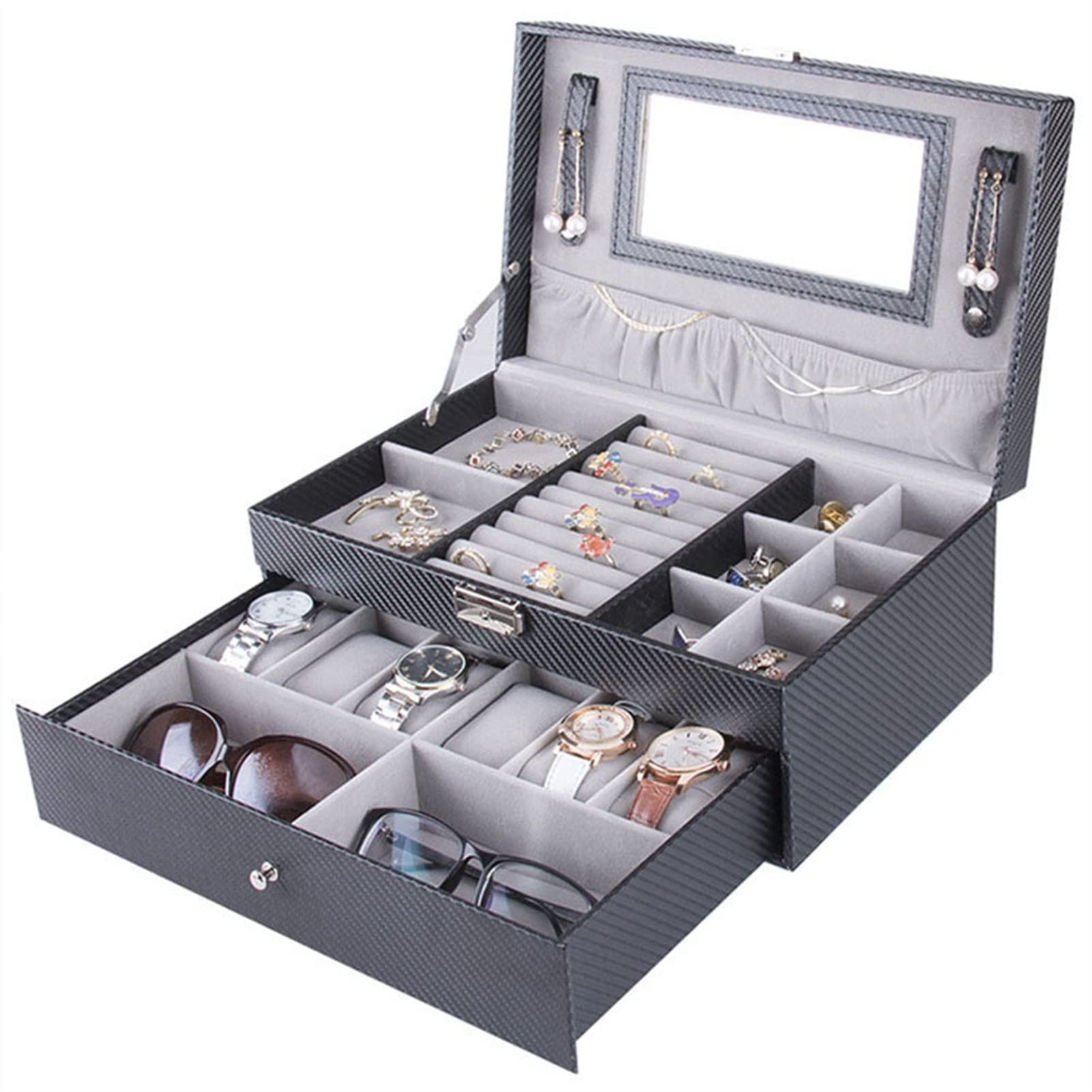 Porte-affichage de bijoux tiroir verrouillables coffret de lunettes de soleil de luxe pour adulte