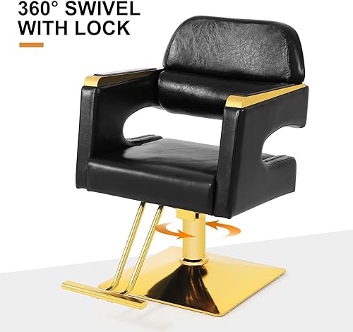 Miniatura 3 de Artist hand Silla de salón para estilista, silla de peinado dorada, bomba hidráulica resistente, giro de 360, diseño moderno, sillas de pelo para