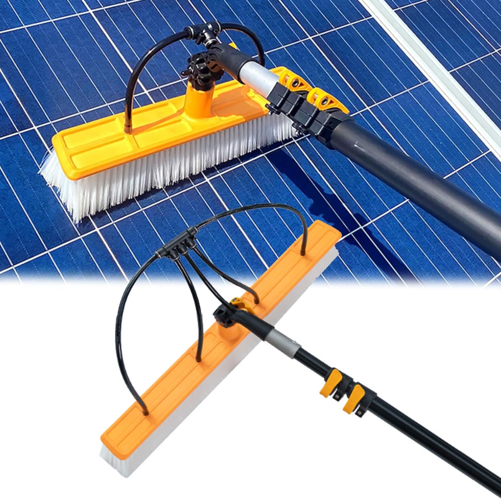 AYCDL Solar Panel Cleaning Kit with Telescopic Pole and Adjustable Brush for Efficient Photovoltaic Maintenance,55cm Water Brush-3.6m