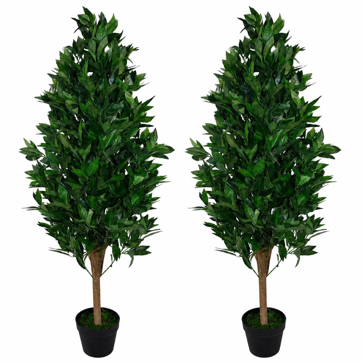 Leaf Topiary Bay Laurel Cone Artificial Tree In Pot 120Cm 2 Pack