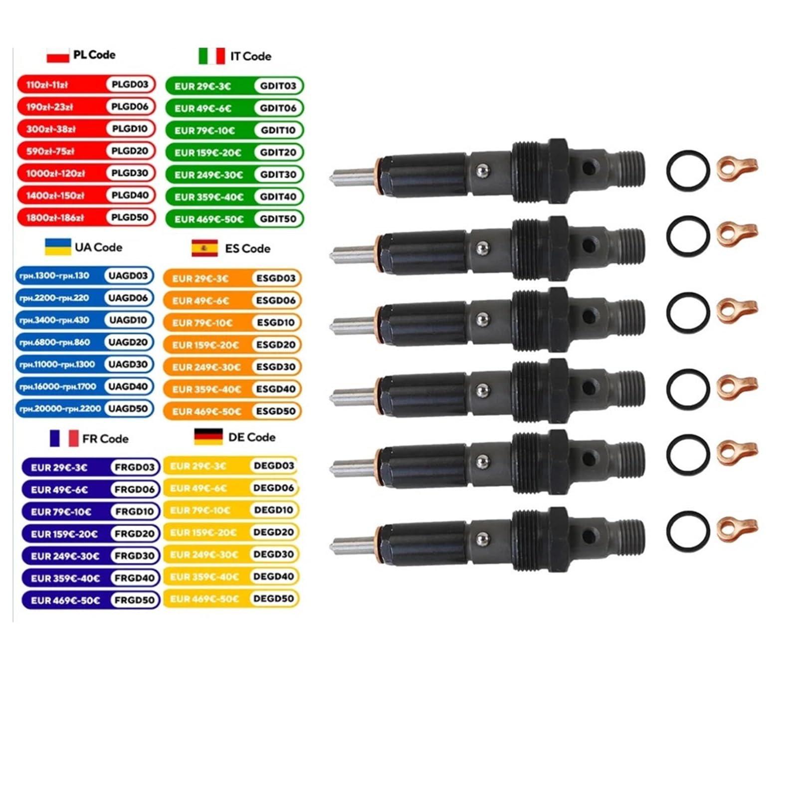Inyector para coche 6 inyectores de combustible KDAL59P6 3283562 para motor diésel para Cummins 5.9L P7100