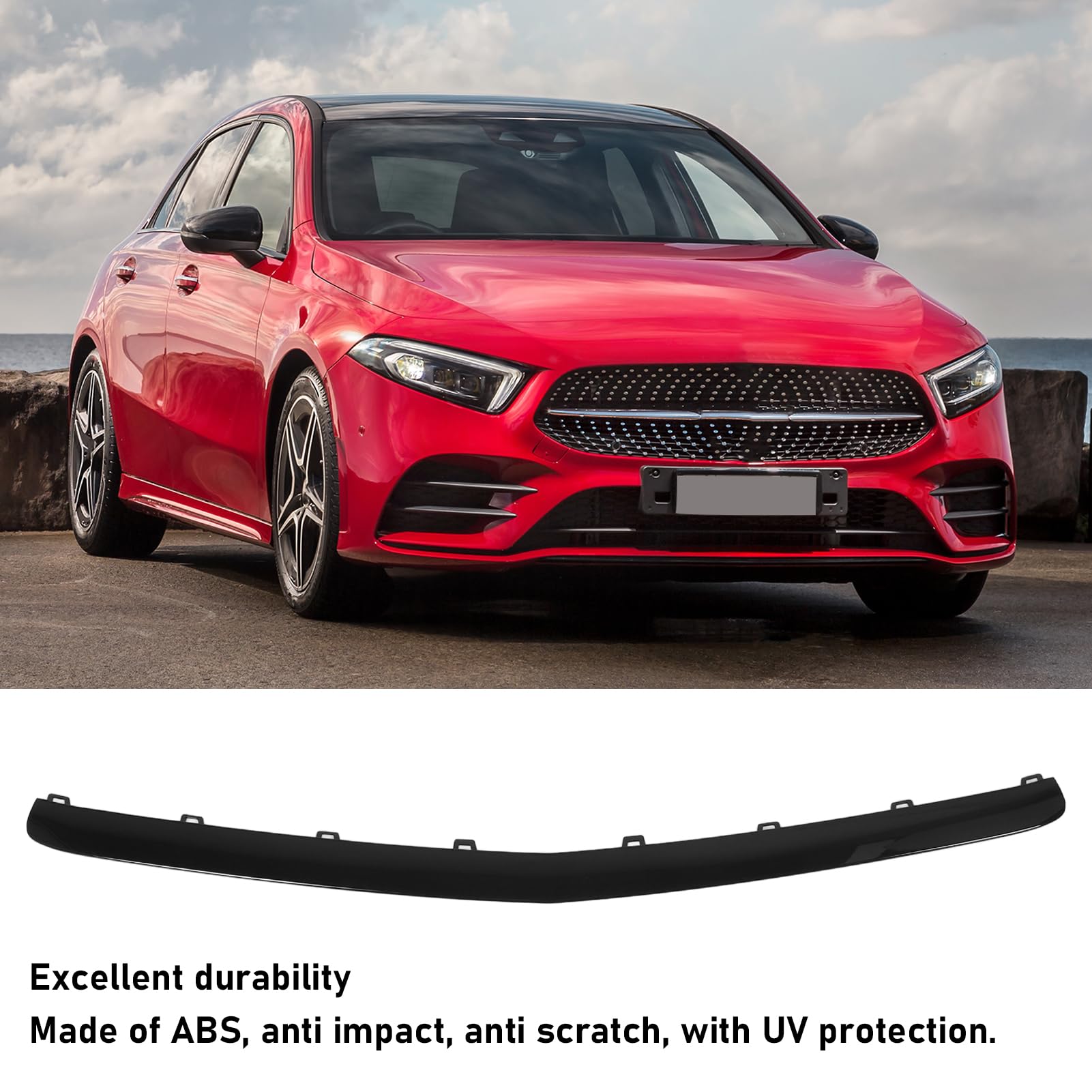 Embellecedor Central Inferior de Parachoques Delantero para Clase A W177 AMG Line Pre Facelift 2019 A 2022 (negro brillante)