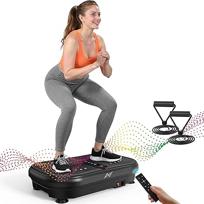 AXV Vibration Plate Fitness Platform Exercise Machine Vibrating Lymphatic Drainage Shaking Full Body Shaker Workout Vibrate Stand Shake Board Sport Gym for Weight Loss Fat Burner for Women Men