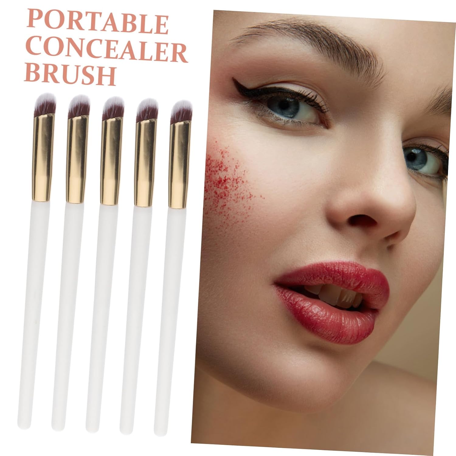 BETOOKY 10pcs Small Angled Concealer Makeup Brushes Set, under Eye Blending Concealer Brush with Soft Synthetic Bristles for Precise Cosmetics Application, for Professional and Daily