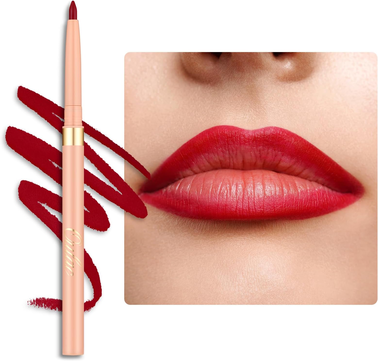 Matte Red Lip Liner, Waterproof Lipliner Pencil Lasts 24H +, Highly Pigmented, Smooth Formula, Contour Your Lips, Vegan & Cruelty Free (07) Cherry