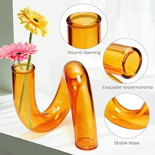 Miniatura 5 de Tofficu 1 jarrón de cristal único estético jarrón hidropónico centros de mesa jarrón decorativo florero moderno