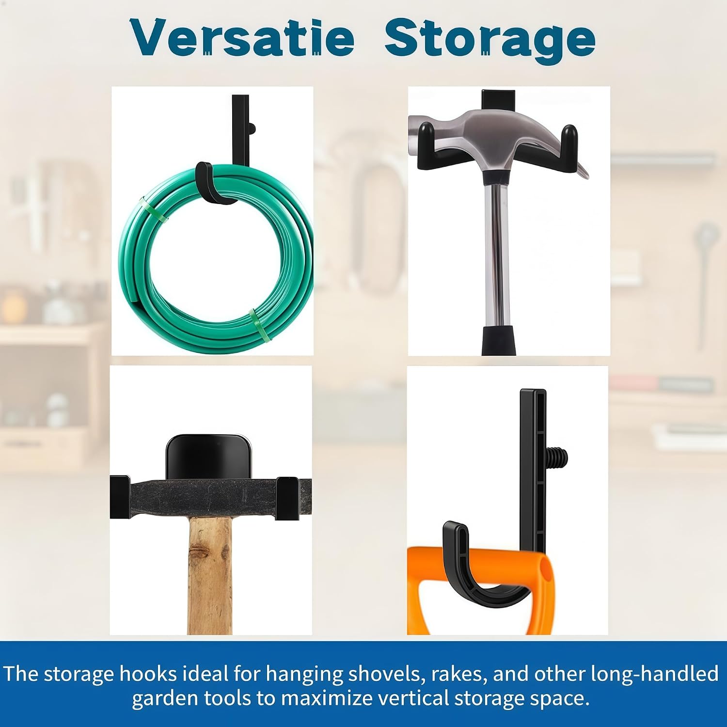 6 Pcs Storage Shed Hooks Compatible with Suncast/Craftsman Shed, | J/U/V Shaped Tool Hanger Shelves Garden Garage Storage Organization Accessories for Hanging Shovel Rake(J/U/V Shaped)