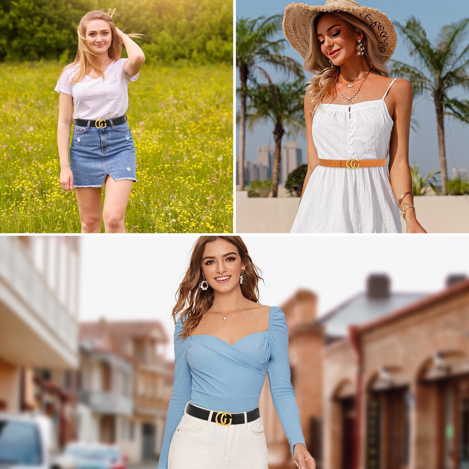 Mens & Womens Reversible Leather Belt with Gold Buckle for Dress Casual and Jeans, width 1.3",One Reverse for 2 Colors - Image 5