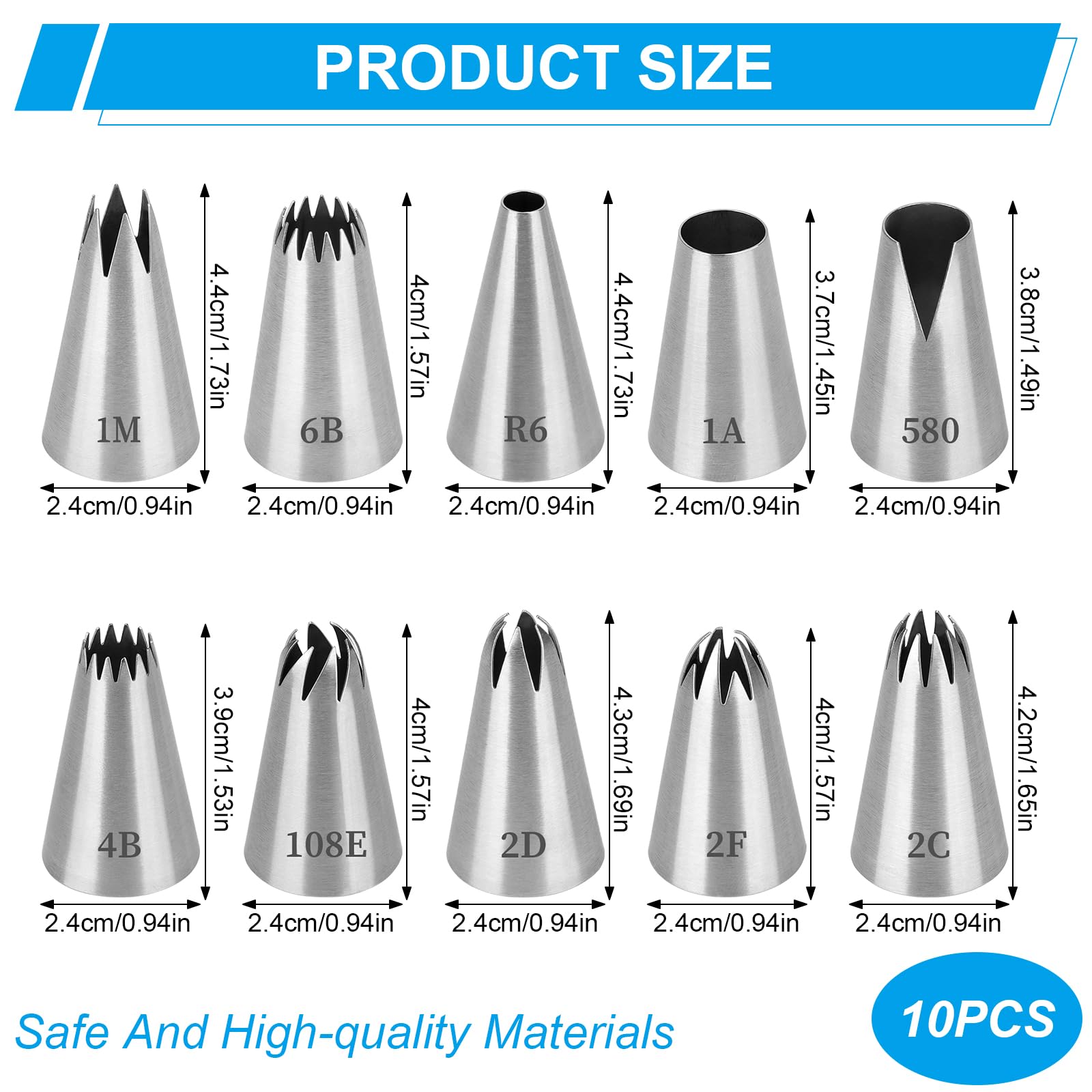 6 Pezzi Beccucci in Acciaio Inox, Decorazione Torte Set, Bocchette Decorative Accessori per