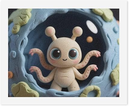 NVBSKKDH Clay Alien DIY Paint by Numbers for Adults Beginners - Landscape Acrylic Painting Kit with Brushes, Home Wall Art Decor, Canvas Oil Painting Set for House Decoration 40x50cm