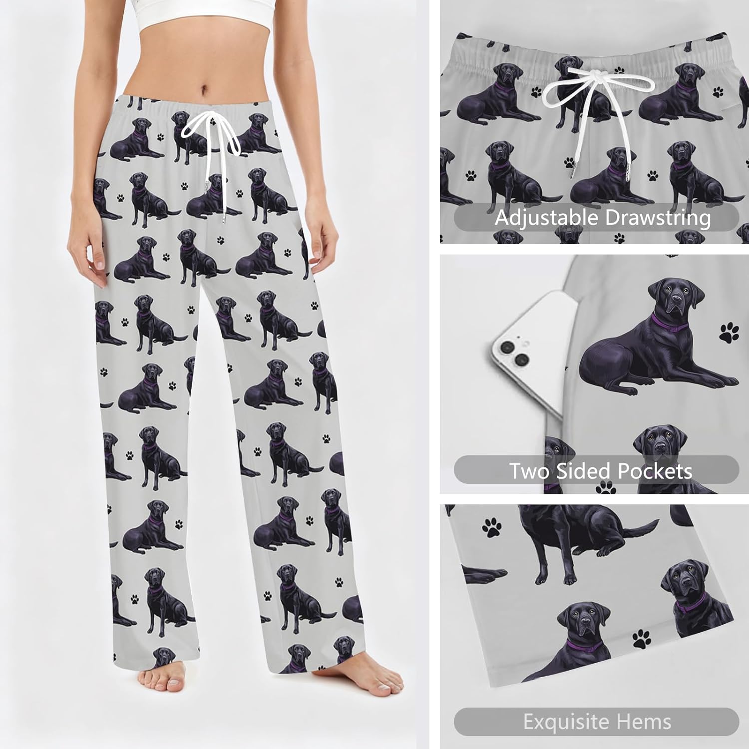 GNEW Dog Print Pajama Pants – Cozy Lounge Pants for Men Women, Funny Unisex Sleepwear Gift Idea - Image 3