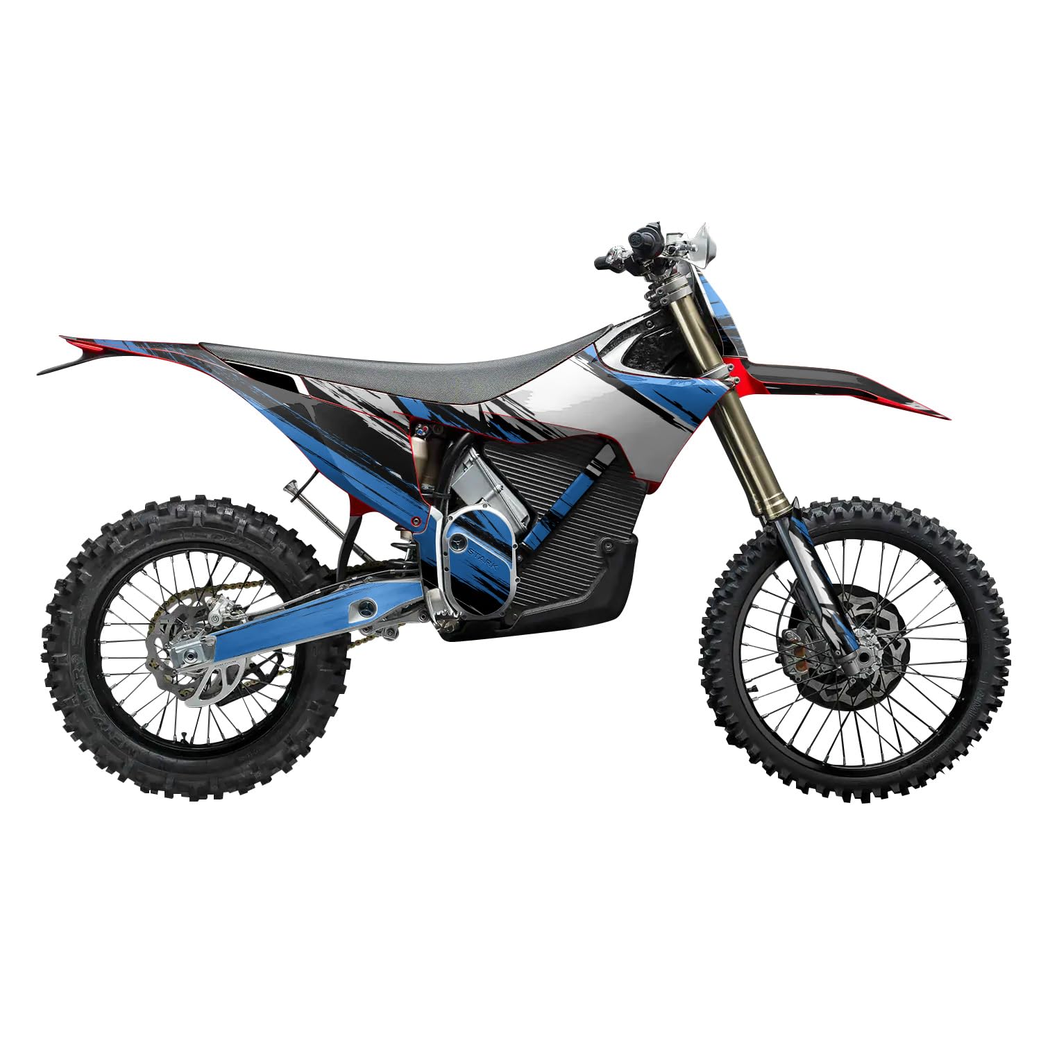 Stark Varg MX 2023-2025 Graphics Kit Wrap - Grunge Stripe Blue - Varg MX Skin - Premium 3M Vinyl Protective Wrap Decal Cover - Easy to Apply | Crafted in The USA by MightySkins