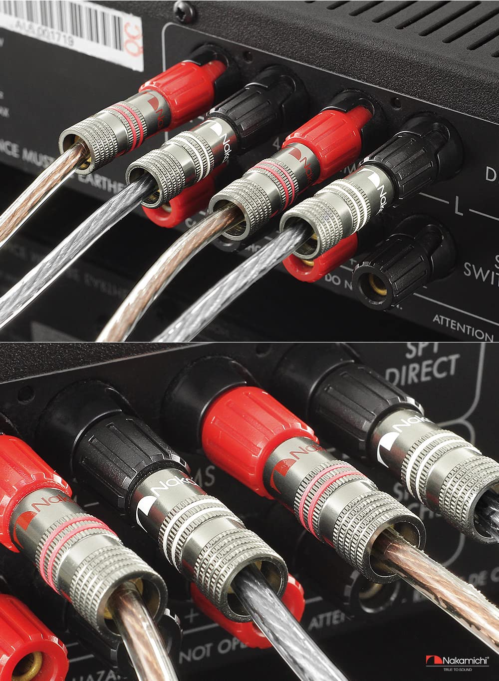 Nakamichi Série Ultime 24K Cuivre Rouge Béryllium Plaqué Or Fiche Banane Calibre 12-18 AWG 4mm pour Connecter Les Enceintes HiFi, Amplificateur, Récepteur et Systèmes Stéréo 12 pièces (6 paires)
