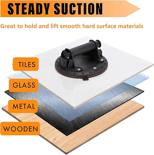 Miniatura 8 de Ventosas de vacío de 8 pulgadas resistentes para levantar vidrio grande, elevador de ventosa industrial con asa, capacidad de carga de 500 libras