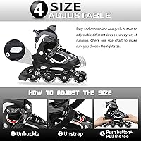 Vista 3 de MammyGol Adjustable Inline Skates for Kids Boys Girls Youth Beginner with Light up Wheels Ages 4-16