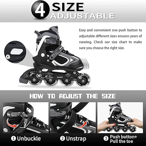 Miniatura 3 de MammyGol Patines en línea ajustables para niños, cuchillas para niños y niñas con ruedas iluminadas