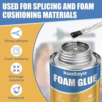 4OZ Foam Glue, Foam Adhesive with Brush Cap Foam Adhesive Glue for Foam Strong Adhesion Durable Waterproof Safe for Aircraft Model DIY Crafts Home Repairs, Transparent