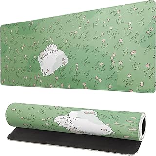 Kawaii Green Mouse Pad Cute Anime Mousepad Japanese Desk Pad with Stitched Edges Large Gaming Mouse Mat 31.5x11.8 Inch XL Laptop Computer Keyboard Mat Non-Slip Rubber Base for Office and Home
