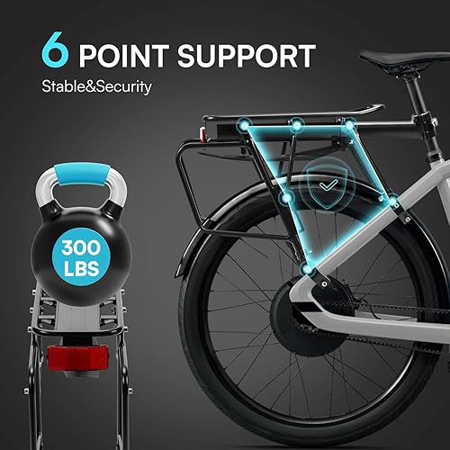 Miniatura 4 de Portabicicletas trasero, 300 libras de capacidad de liberación rápida para bicicletas con guardabarros y reflectante, soporte ajustable de aleación