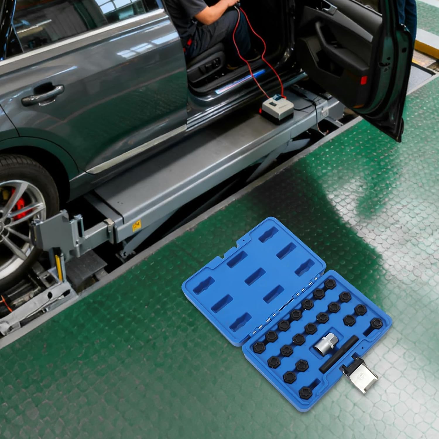 LYNICESHOP Car Wheel Lock, 22Pc Wheel Locking Key Anti-Theft Removal Set - Key Lock - Black