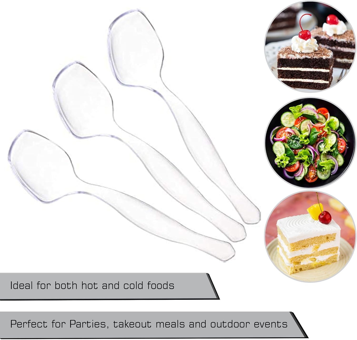 Clear Plastic Disposable Serving Spoons Large 8.5 inches Serving Utensils Heavy Duty Ideal for Soups, Salads Buffet Catering Restaurants Party Weddings - Pack of 288