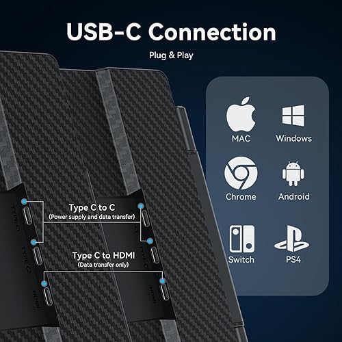 Miniatura 3 de APILDELLA Extensor de monitor dual portátil 1080P de 14 pulgadas para computadoras portátiles, USB C y HDMI, Plug-Play para pantalla dual en Mac y