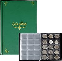 AITIME 150 Pockets Coin Collection Book - Secure Flap Holder Album for Coins, Tokens, Silver Dollars & Medallions (Green)