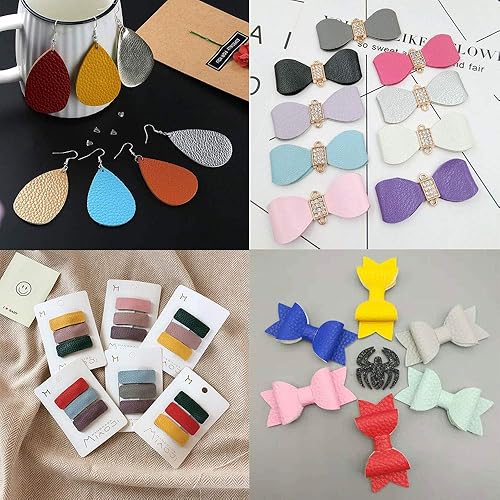 Miniatura 7 de Picheng Juego de 15 hojas de piel sintética sintética maciza de 8.2 x 11.8 pulgadas, hojas de tela de cuero suave adecuadas para hacer lazos, aretes
