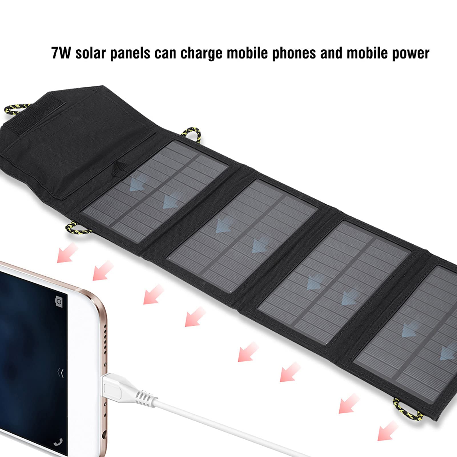 Chargeur de Téléphone de Sac Pliant D'énergie Solaire de Camping en Plein Air de 7W 5.5V avec Le Câble