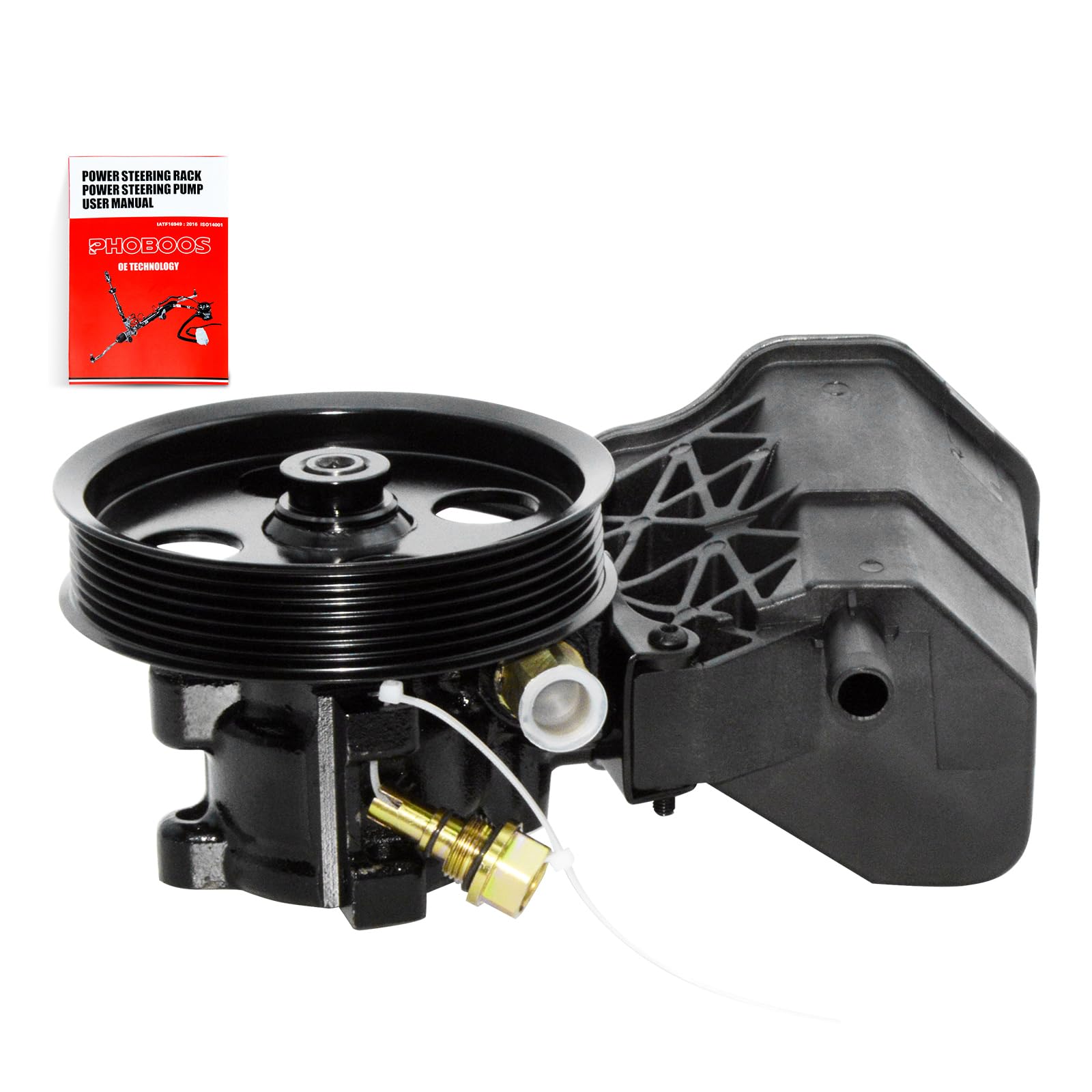 Photo 1 of PHOBOOS Power Steering Pump Compatible with Dodge Ram 1500 2002-2007, with Outlet & Reservoir & Pulley, Smooth Steering, Low Noise, High Durability, Ref. 96-70269