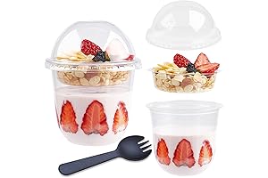 12oz Crystal Clear Disposable Yogurt Parfait Cups with Lids, Sporks