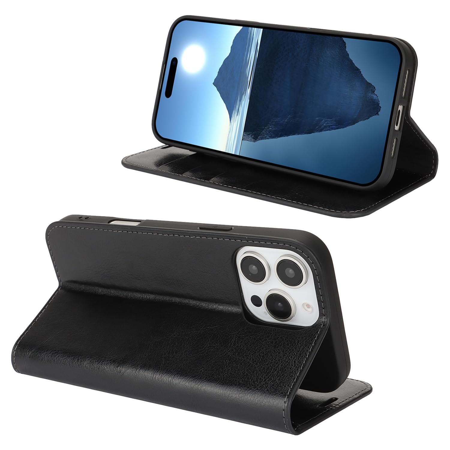 Amazon.co.jp: ‎iPhone 16 Pro ケース 手帳型 【 マグネット無し 】 耐