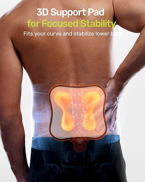 Rakiie Back Support Belt for Men Women, 8x Lumbar Support with 3D Pad, Breathable Back Brace for Lower Back Pain Relief, Herniated Disc, Sciatica (Green, M)