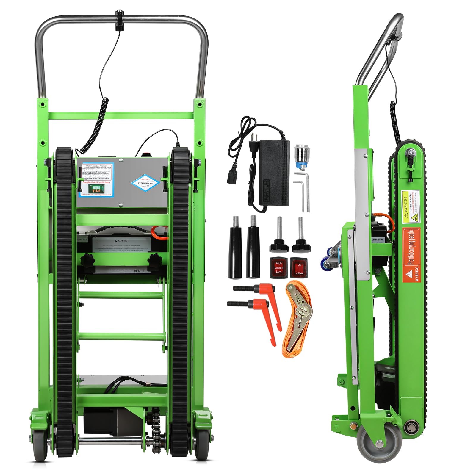 Electric Stair Climbing Hand Trucks Dolly Cart, 900lb Capacity Heavy Duty Stair Climber with Ropes, Carry Heavy Objects Up and Down Stairs Effortless