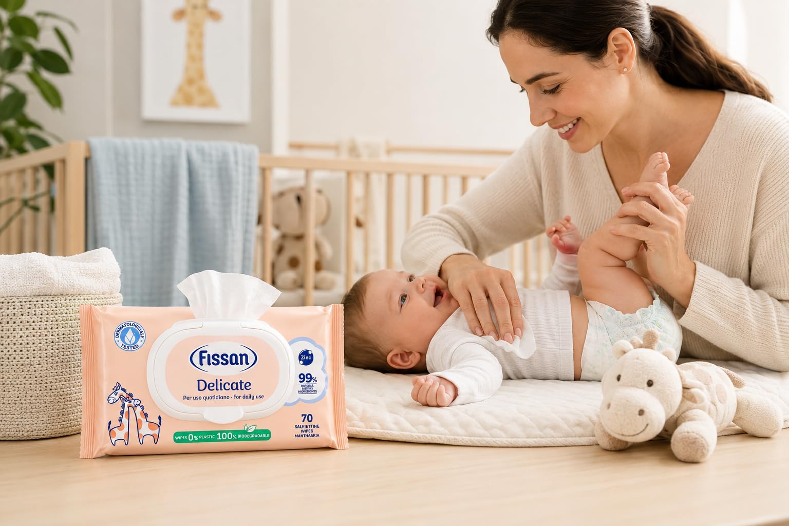 Delicate Salviettine Umidificate – Salviette Delicate per Bambini e Neonati, 99% Ingredienti di Origine Naturale, con Zinco, 100% Biodegradabili, Uso Quotidiano - 12 unita da 70 pezzi