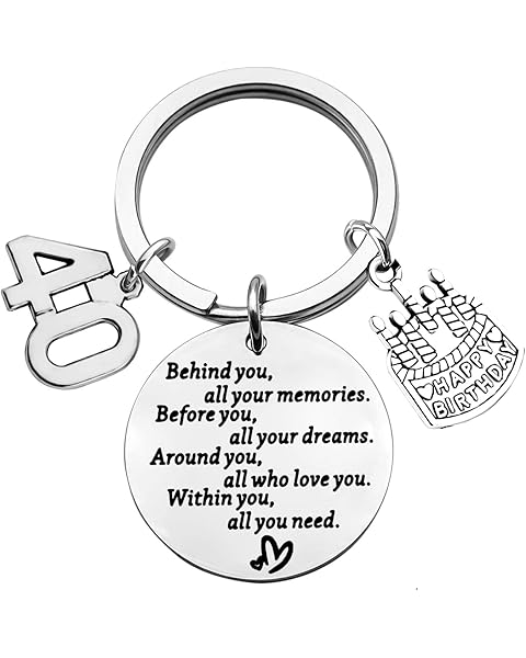 BEKECH Birthday Keychain 18th 30th 40th 50th Birthday Gift Behind You All Memories Before You All Your Dream