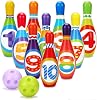 The Magic Toy Shop Bowling Set Kids Skittles Game Set Toys Educational Bowling Set 10 x Bowling Pins & 2 Balls For Toddlers Boys Girls Indoor & Outdoor Bowling Toy