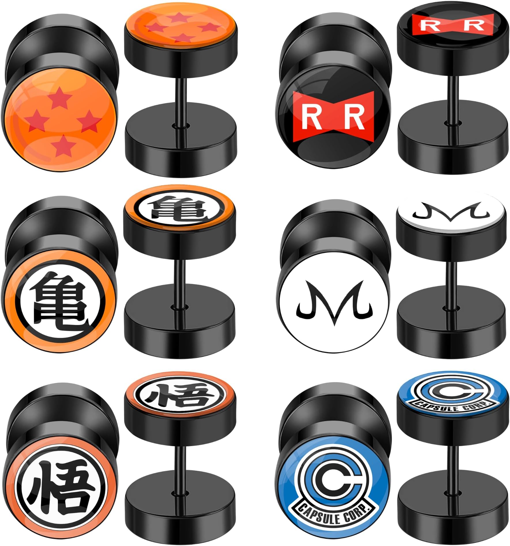 6 Pairs Dragon Cosplay Anime Plug Earrings Jewelry for Men and Women