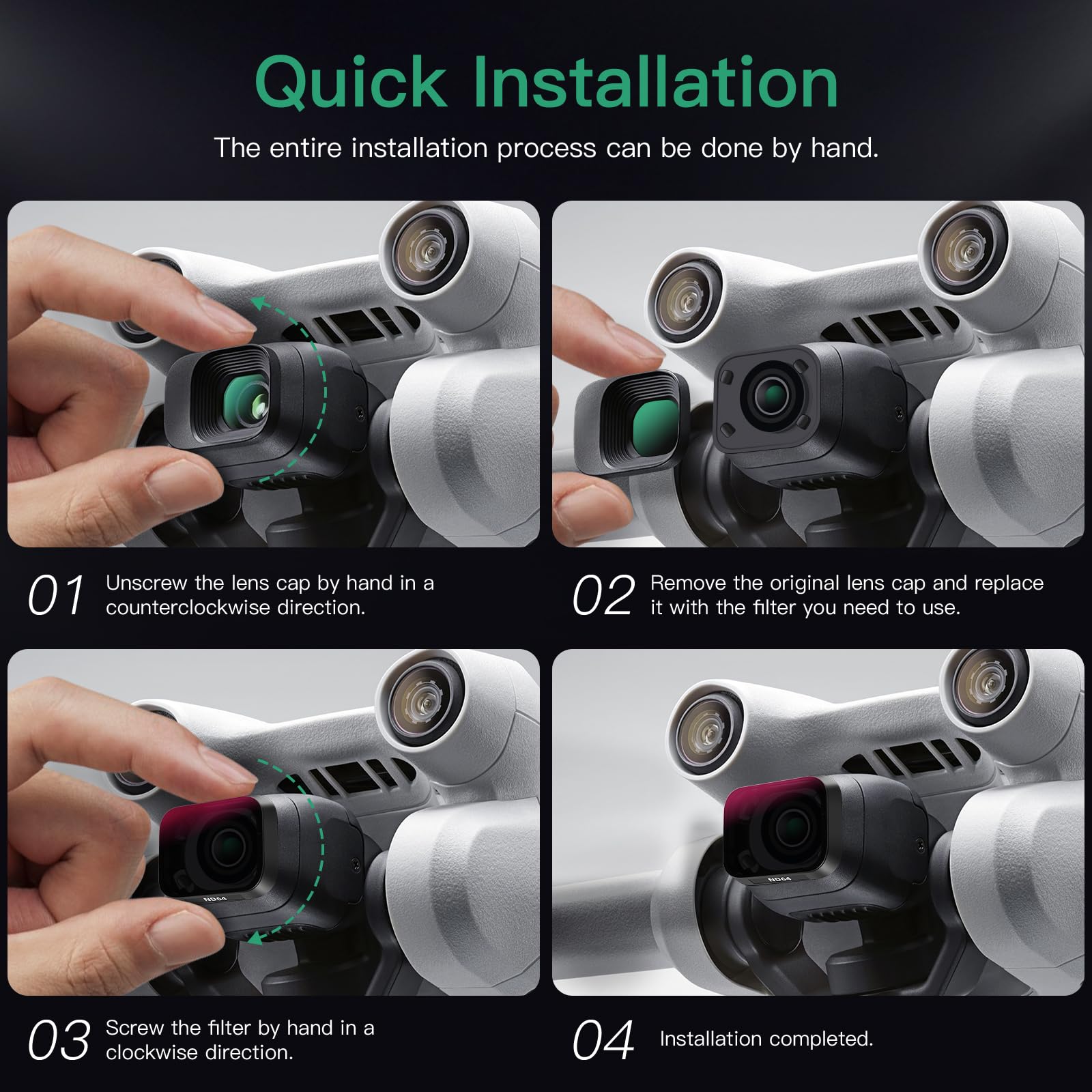 Lot de 6 filtres ND Mini 3 compatibles avec les accessoires DJI Mini 3/Mini 3 Pro (CPL, Natural Night,ND16,ND32,ND64,ND256)