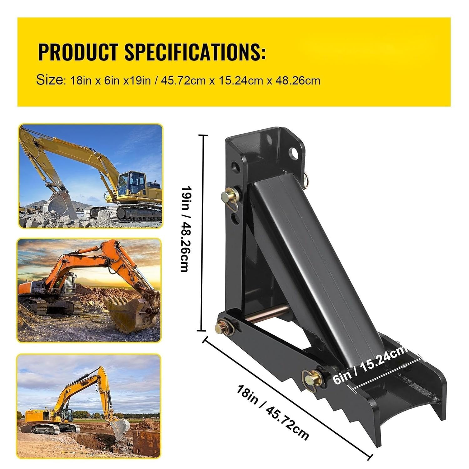 18 inch Backhoe Excavator Thumb Attachments Weld On Adjustable Boom Tractor Excavator 1/2Inch Teeth Thick Steel Plate Assembly 12MM Bolt-On Design