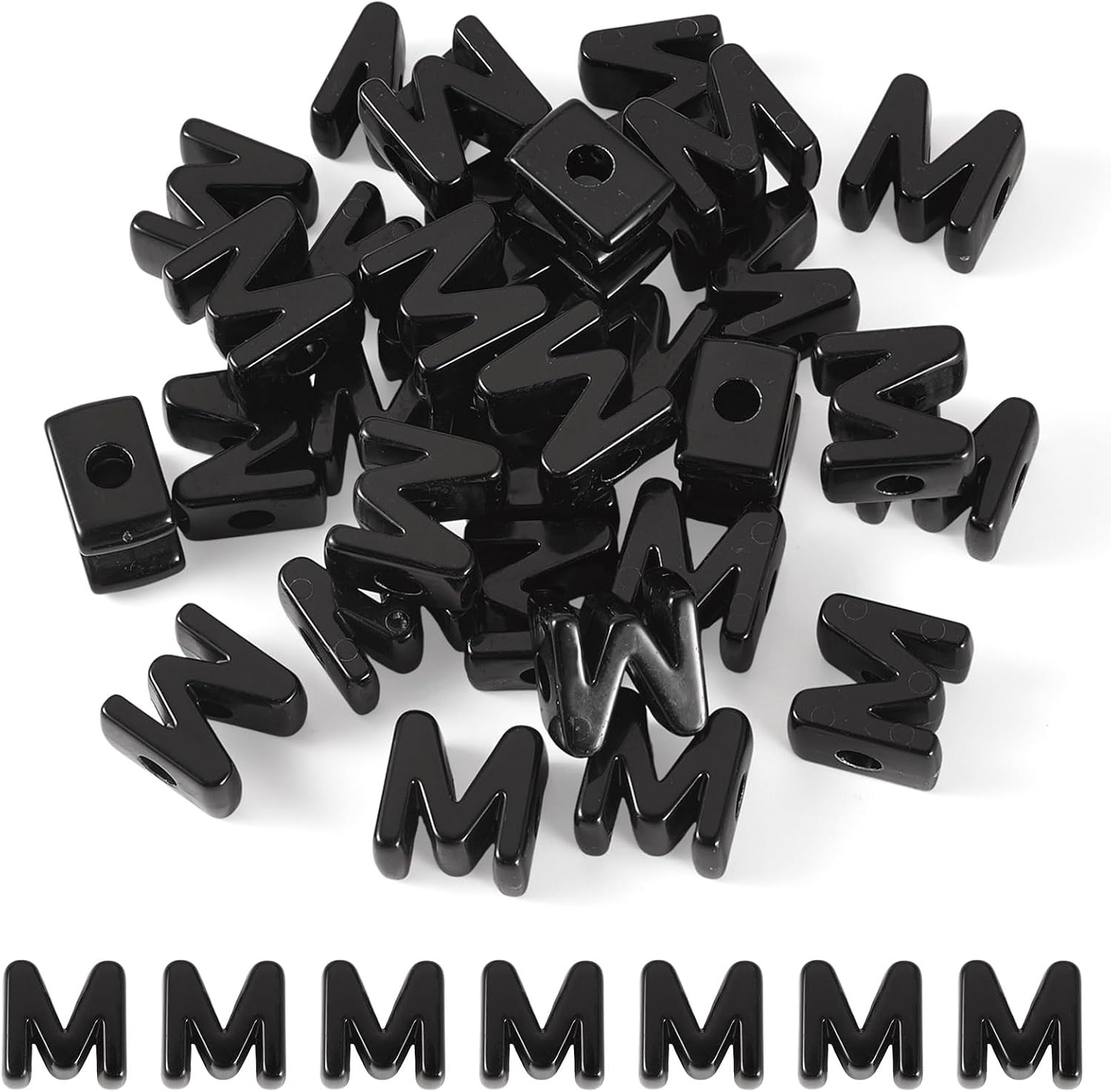 Craftora 30Pcs 20mm Black Large Letter Beads, Acrylic Big Alphabet Beads, Jumbo Initial Letter B Bead with Large Hole for Friendship Bracelets Keychain Bag Charms Shoelaces