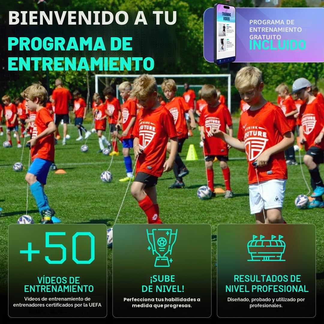 SenseBall Balón de Fútbol & App | Talla 2 & 3 | Entrenamiento Diario para Todos los Niveles | Mejora Habilidad y Control con Programa de Entrenador Profesional y 50+ Vídeos de Ejercicios