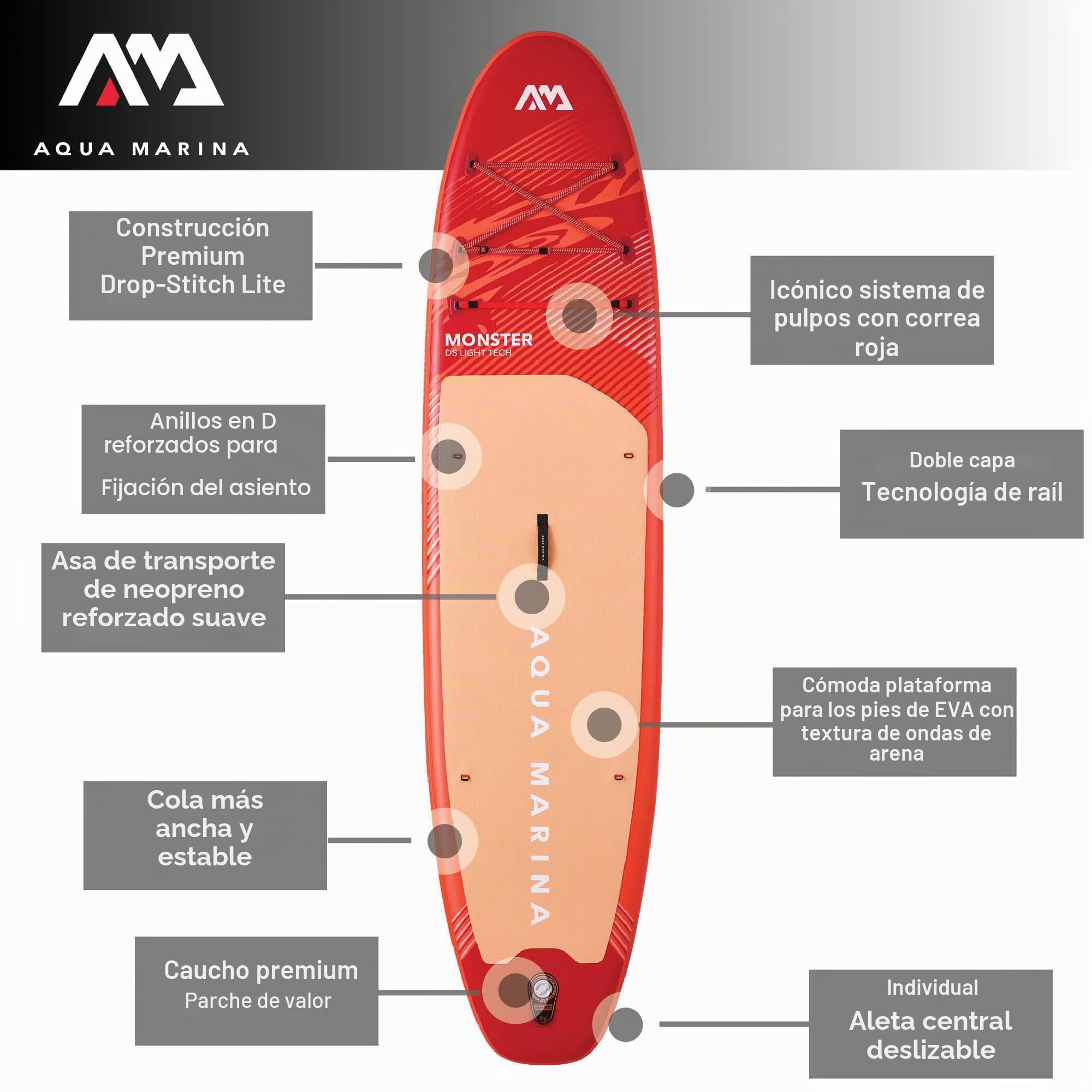 Aqua Marina Monster - Paquete de Tabla de Remo Inflable de 12 pies 0 Pulgadas