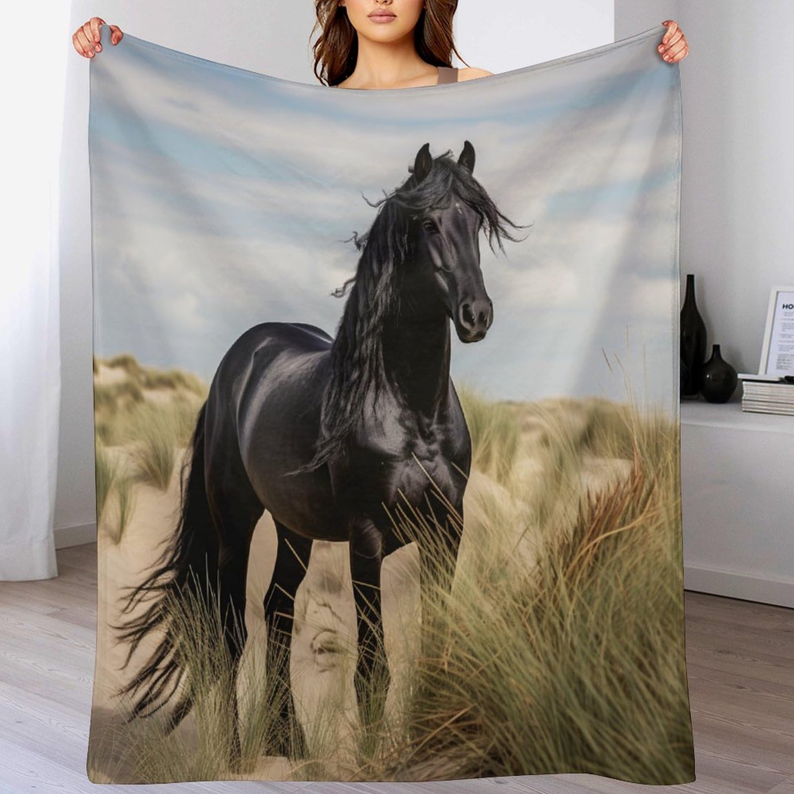 Couverture cheval lit canapé travel plaid flanelle douce chaude 130x150